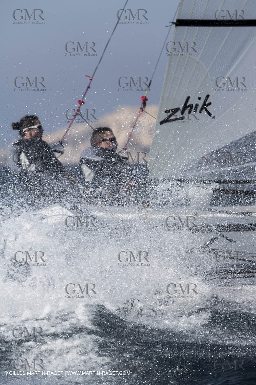 26 03 2013 - Marseille (FRA,13) - Ingrid Petitjean et Olivier backes training on their Nacra 17 in breezy conditions