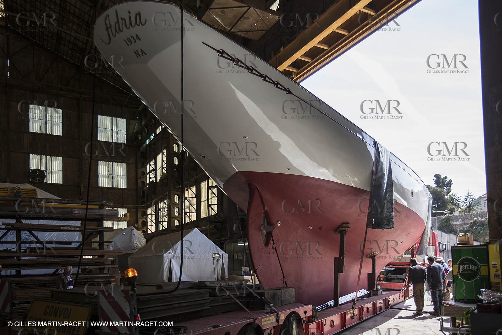 09 04 2013 - La Ciotat (FRA,13) - Charpentiers Réunis Méditerrannée boatyard - launch of Marconi ketch Adria after a 9 months refit