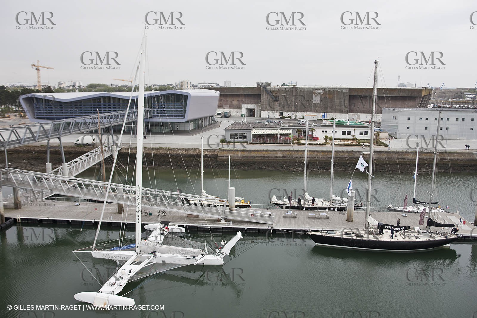 19 05 2010- Lorient- (FRA,56)  the five Pen Duick and l'Hydroptere in front of the Cité de la Voile Eric Tabarly