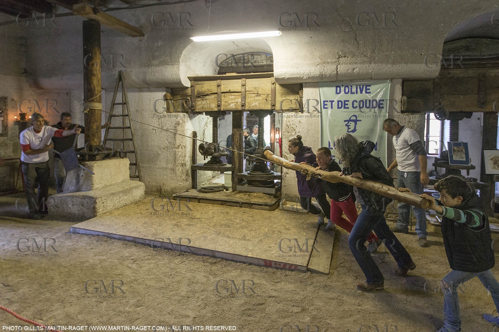14 11 2015, Saint-Etienne du Grès (FRA,13), traditional making of olive oil at La Croix mill