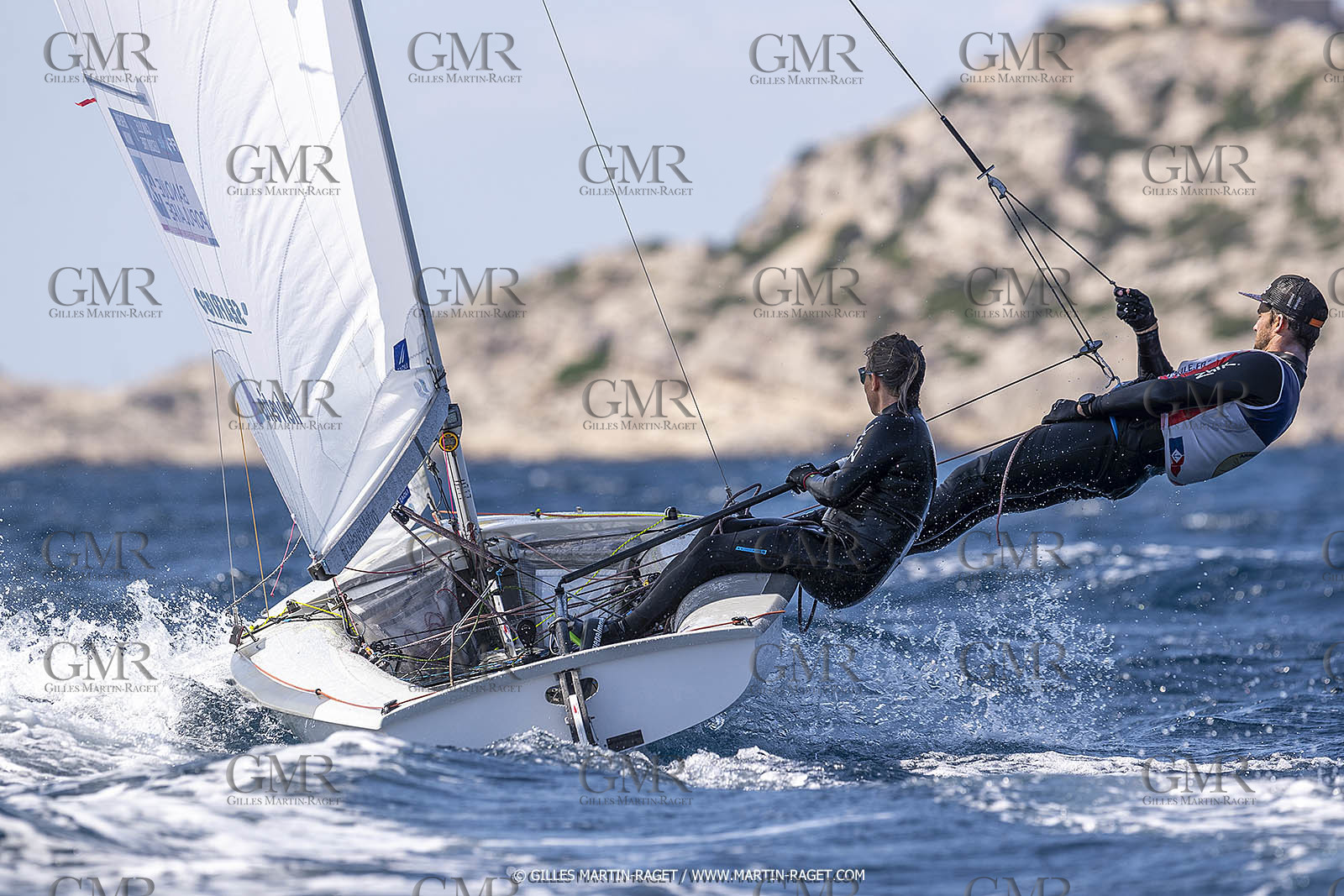 16 09 2022, Marseille (FRA), 470 Class, Paris 2024 Olympic Games, Sailing, 470 mixed dinghy, trainings, Camille Lecointre Jeremie Mion (FRA)