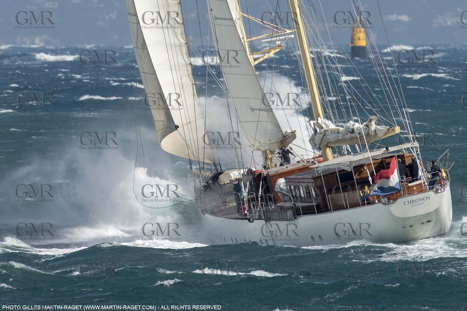 30 09 2015, Saint-Tropez (FRA,83), Voiles de Saint-Tropez, Day 3, Races cancelled, cruising yacht Chronos (55m, Roeder Tutzing design, Ark construction)