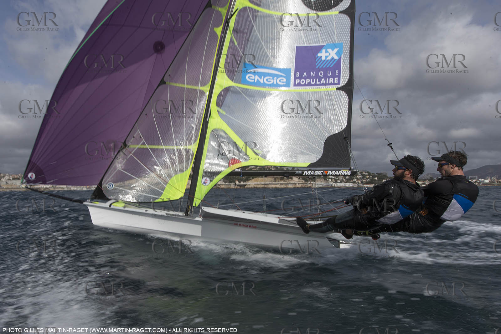 04 03 2016, Marseille (FRA,13), Olympic Sailing, 49er, french representatives Julien D'Ortoli Noë Delpech training