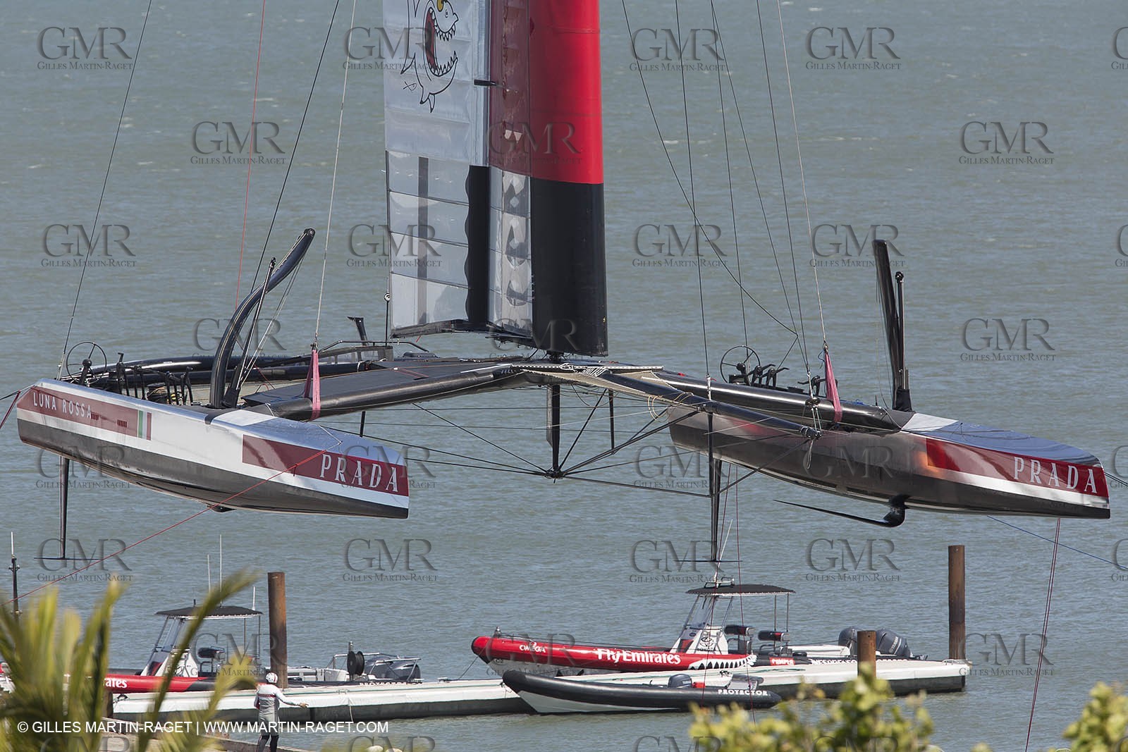 03 06 2013 - San Francisco (USA,CA) - 34th America's Cup - Luna Rossa lifted at its Pier 32 base