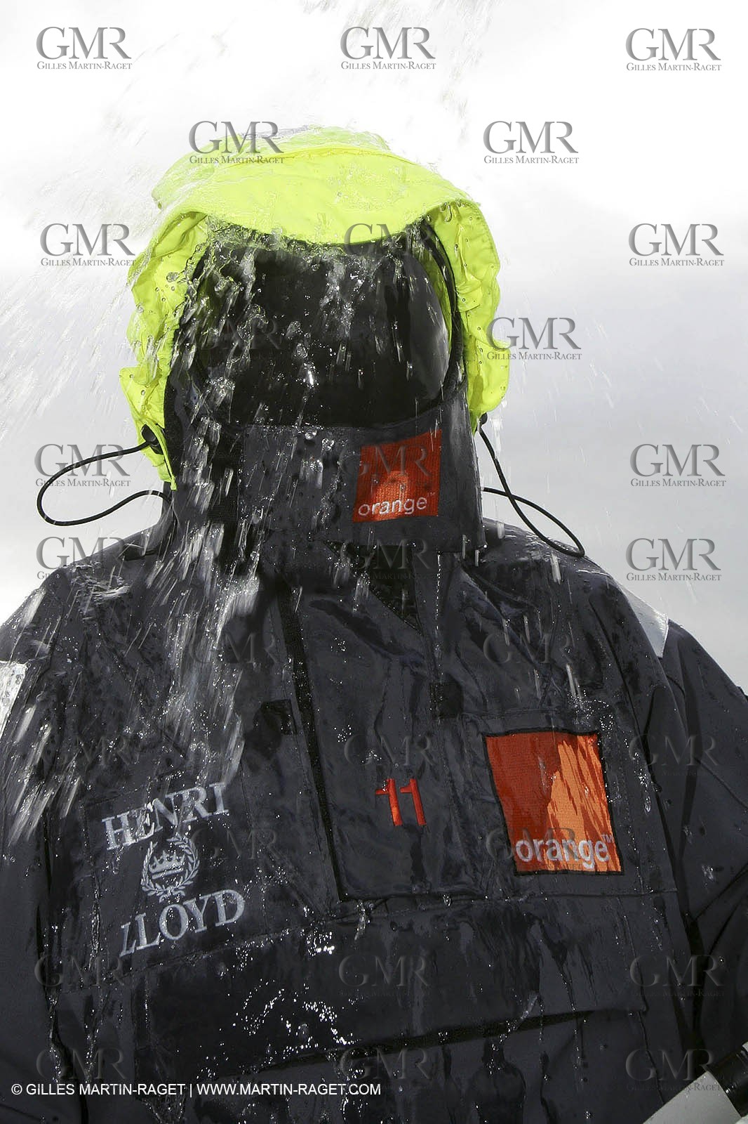 Orange II -2005 Jules Verne Trophy-Training in Bay of Biscay-Lionnel Lemonchois-helm helmet