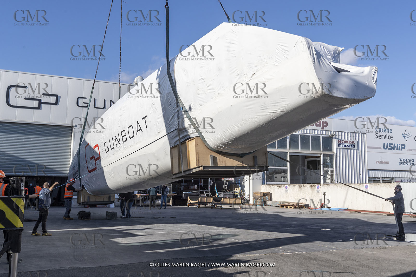 15 02 2022, La Grande Motte (FRA), Gunboat 80  1 hulls delivery