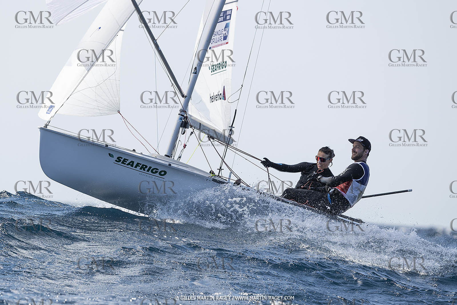 16 09 2022, Marseille (FRA), 470 Class, Paris 2024 Olympic Games, Sailing, 470 mixed dinghy, trainings, Camille Lecointre Jeremie Mion (FRA)