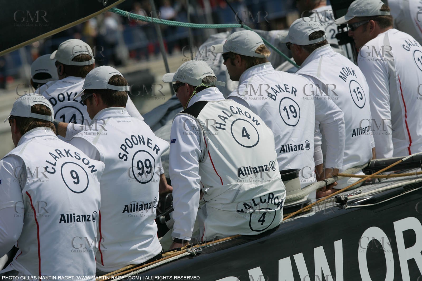 16 03 2007-Valencia (Spain)- 32nd America's Cup - Louis Vuitton Cup - RR1 - BMW ORACLE Racing - - Top Model Tatiana Patitz 18th man onboard USA 98 for inaugural Louis Vuitton Cup race Vs UI Team Germanyl