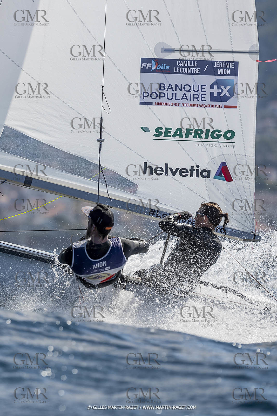 16 09 2022, Marseille (FRA), 470 Class, Paris 2024 Olympic Games, Sailing, 470 mixed dinghy, trainings, Camille Lecointre Jeremie Mion (FRA)