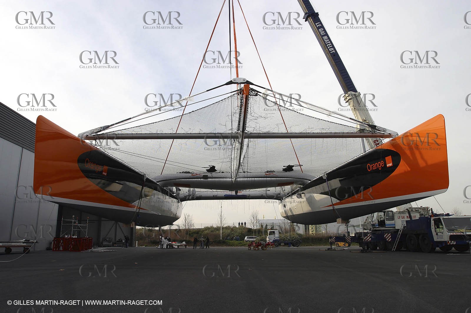 Vannes - Multiplast Boatyard - Orange II 1st going in the water