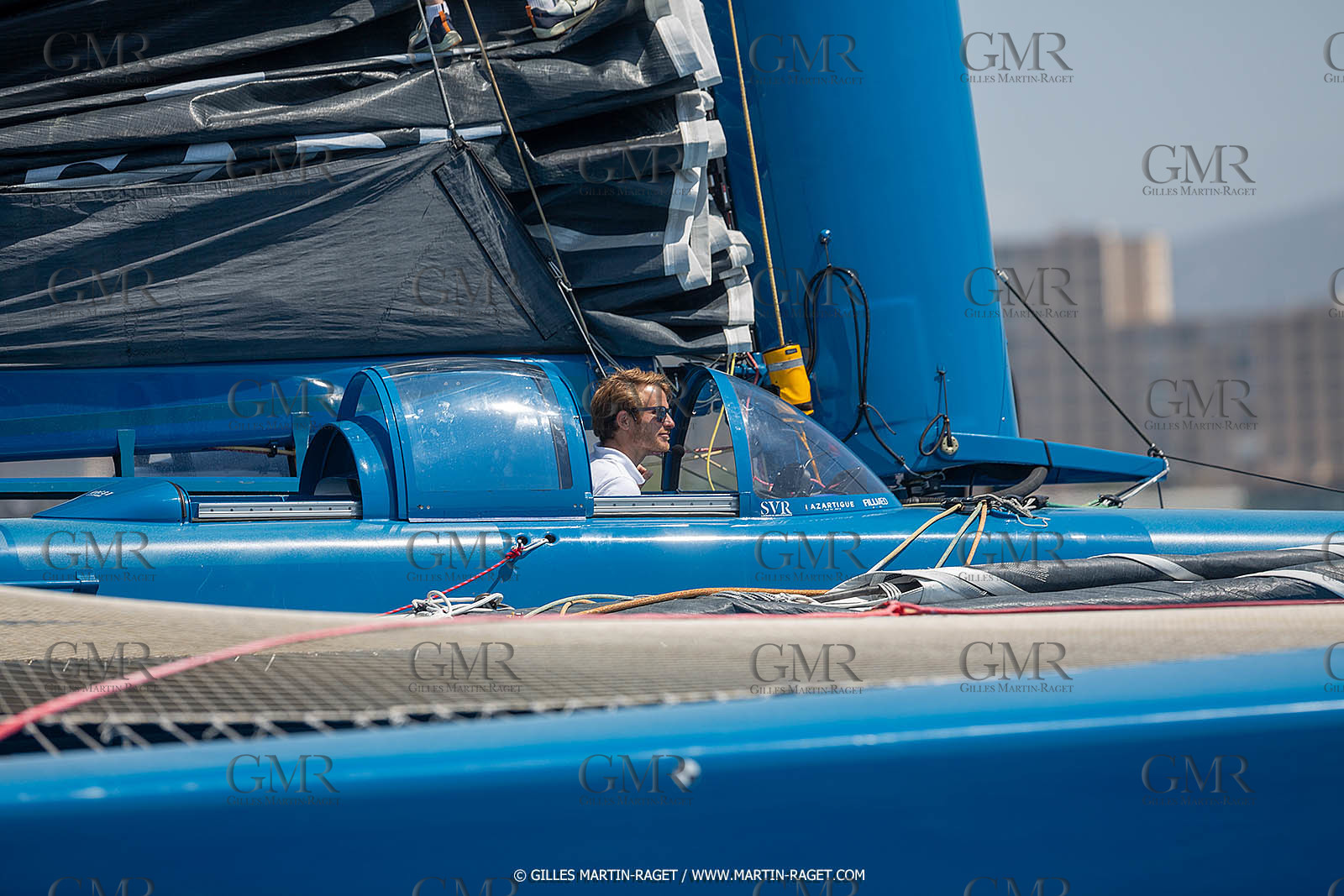 18 05 2022, Marseille (FRA), APremière navigation du trimaran Ultim SVR LAZARTIGUE à Marseille, le skipper François Gabard