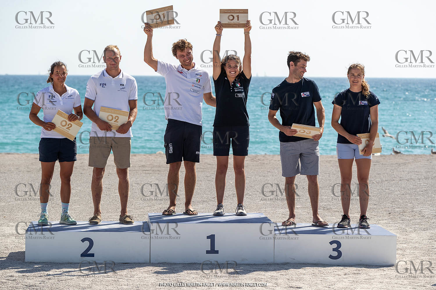 16 07 2023, Marseille, (FRA), Paris 2024 Olympic Games 2024 Sailing Test Event, Day 8, Medal race, Nacra 17