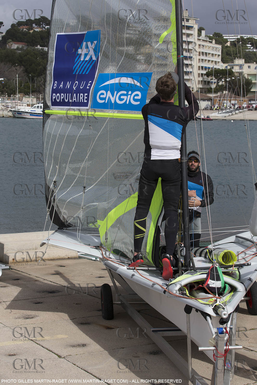 04 03 2016, Marseille (FRA,13), Olympic Sailing, 49er, french representatives Julien D'Ortoli Noë Delpech training