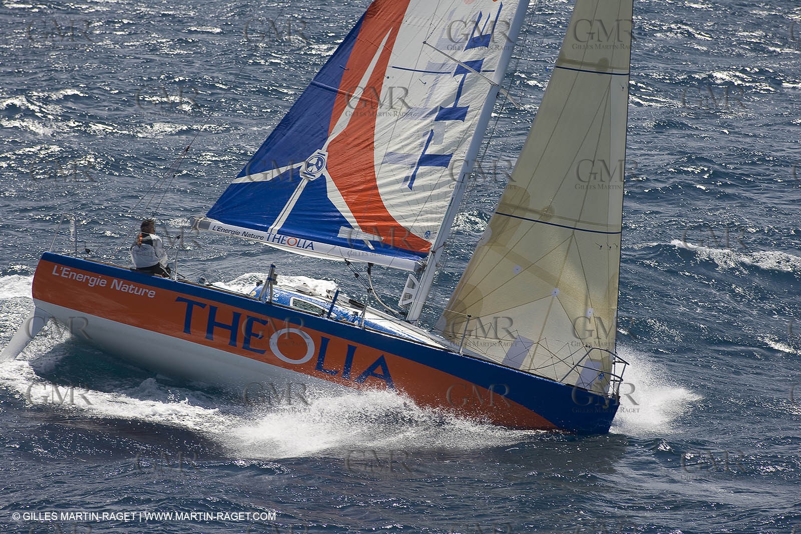 06-26-2007 - FIGARO II - THEOLIA - Skipper : Robert Nagy - Training off Marseille (south France) with strong wind conditions