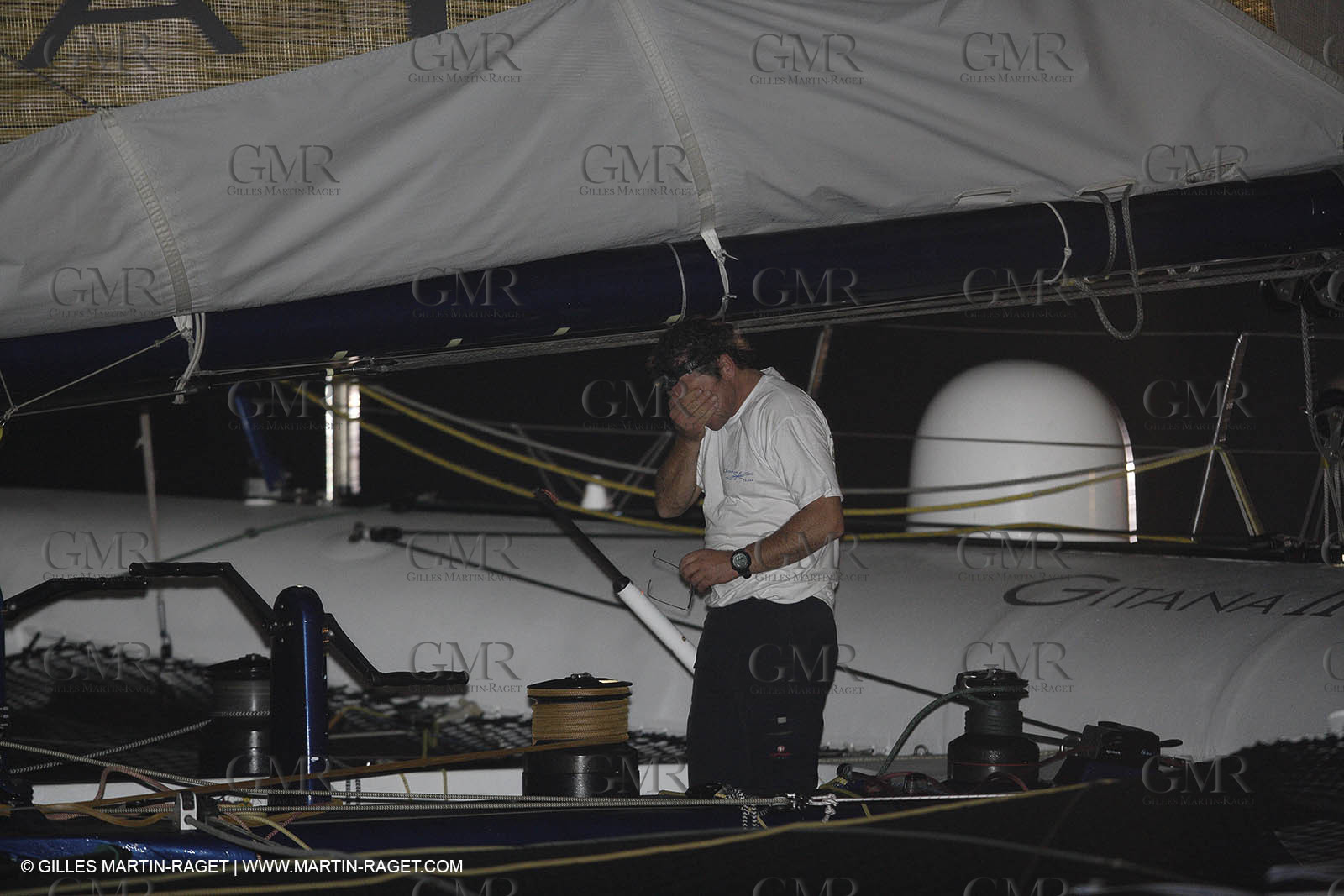 05 11 2006 - Pointe à Pitre Guadelupe (FRA) - Route du Rhum 2006 arrival - overall winner Lionel Lemonchois (Gitana 11)