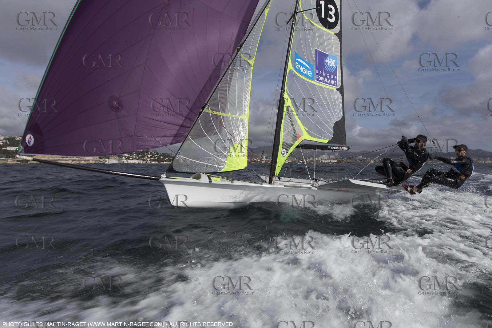 04 03 2016, Marseille (FRA,13), Olympic Sailing, 49er, french representatives Julien D'Ortoli Noë Delpech training