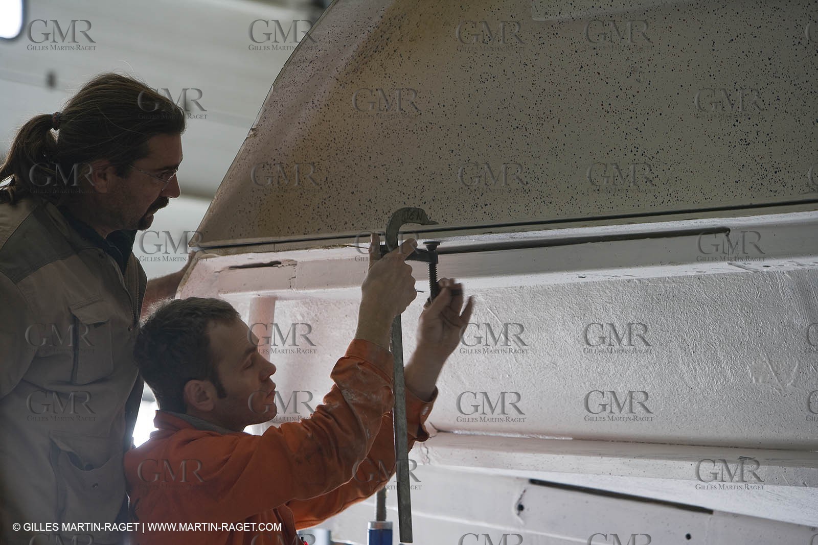 22 01 2008 - La Ciotat (FRA, 13) - Construction of cruising catamaran Nahema at H2X boatyard - Mould construction