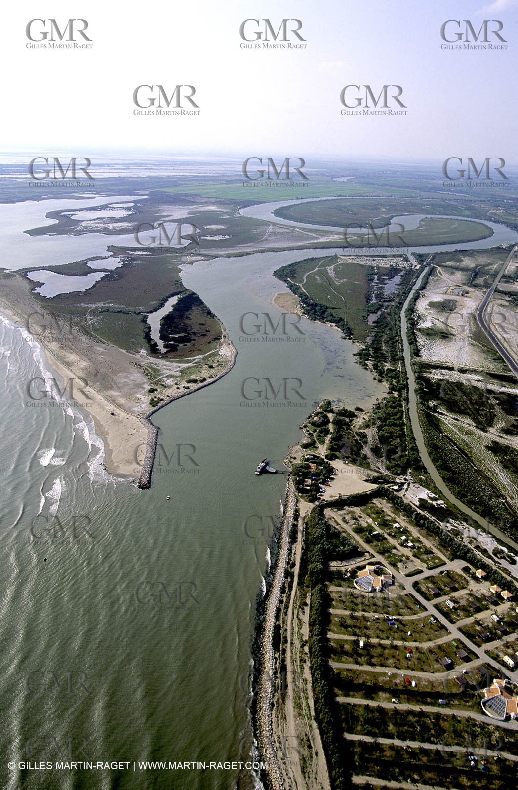 Small Rhone river mouth at Saintes Maries de la Mer