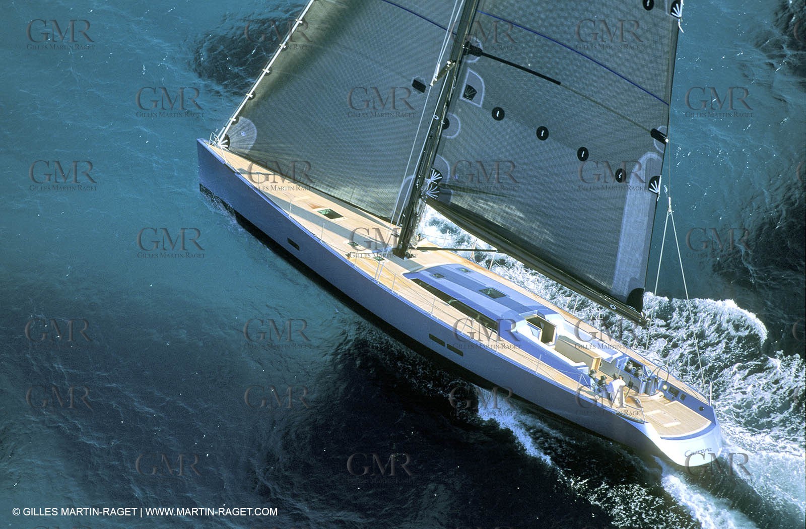 Carerra Wally yacht sailing in Bouches de Bonifaccio (Corsica)