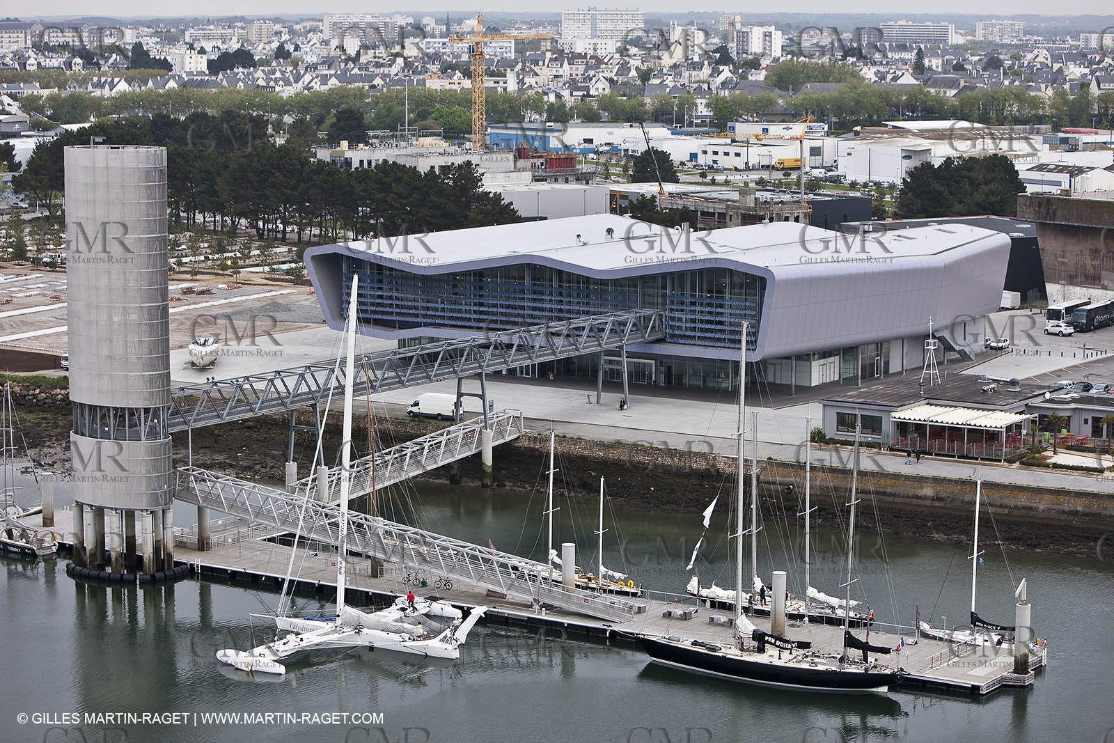 19 05 2010- Lorient- (FRA,56)  the five Pen Duick and l'Hydroptere in front of the Cité de la Voile Eric Tabarly