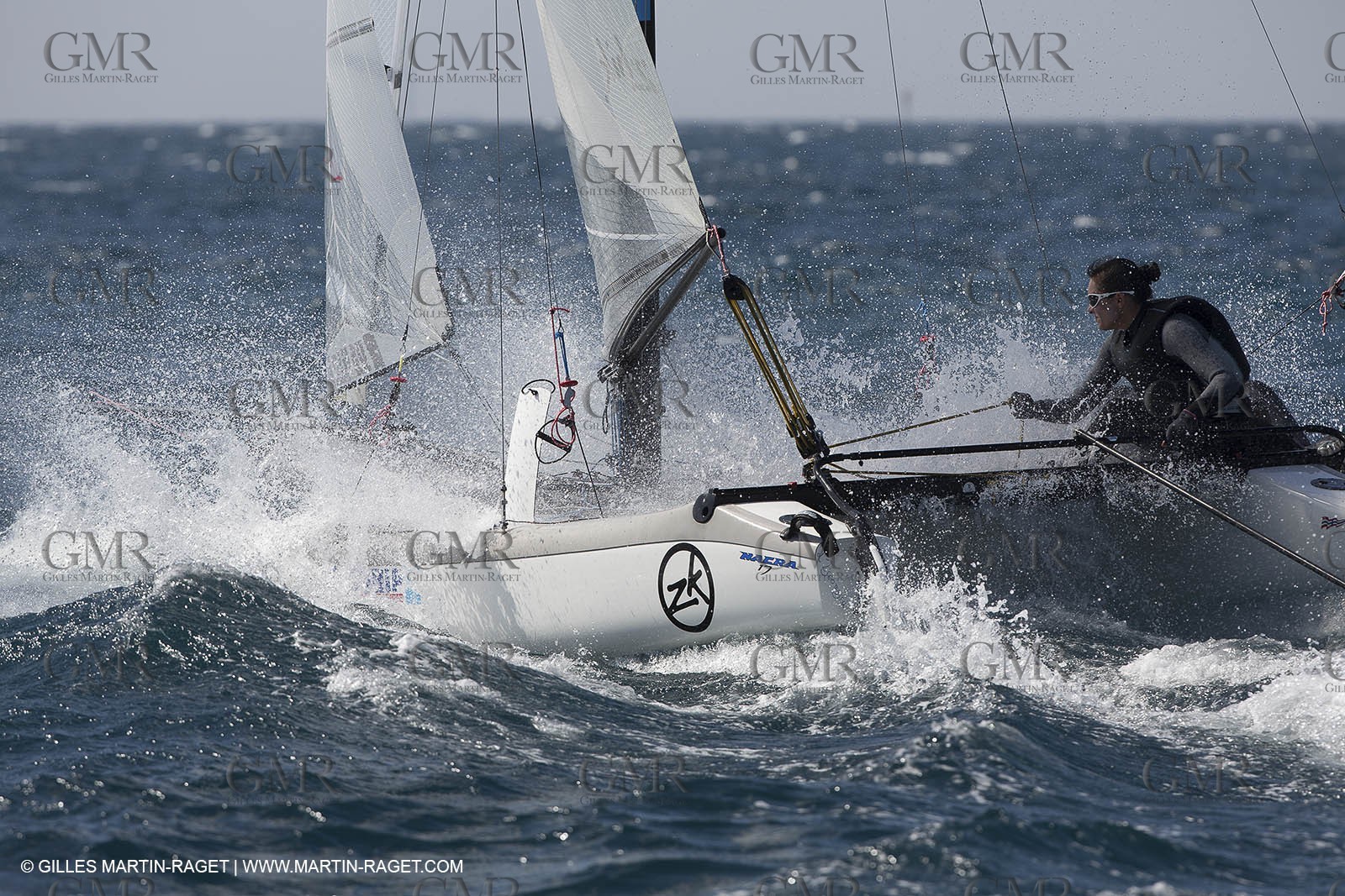 26 03 2013 - Marseille (FRA,13) - Ingrid Petitjean et Olivier backes training on their Nacra 17 in breezy conditions