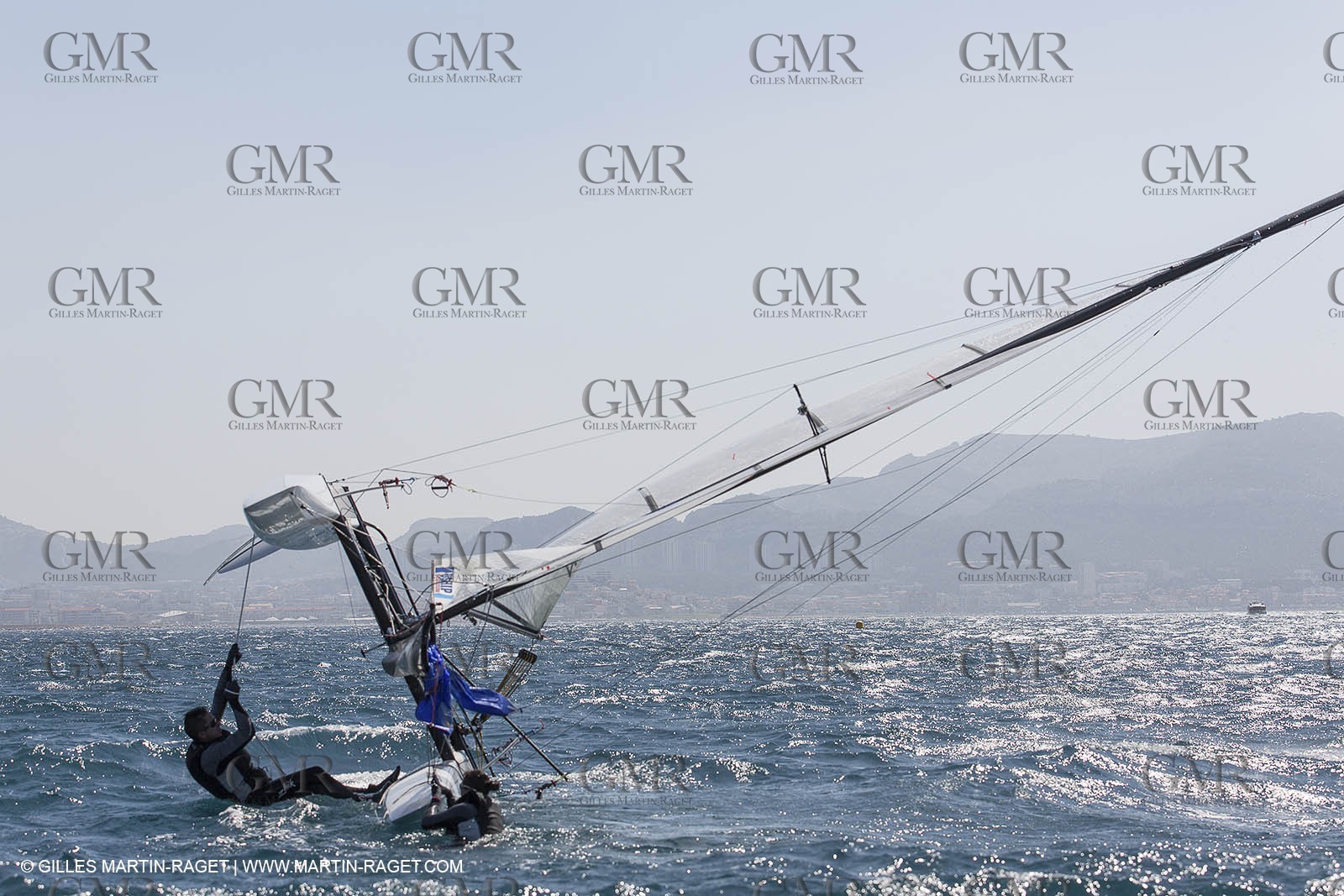 26 03 2013 - Marseille (FRA,13) - Ingrid Petitjean et Olivier backes training on their Nacra 17 in breezy conditions