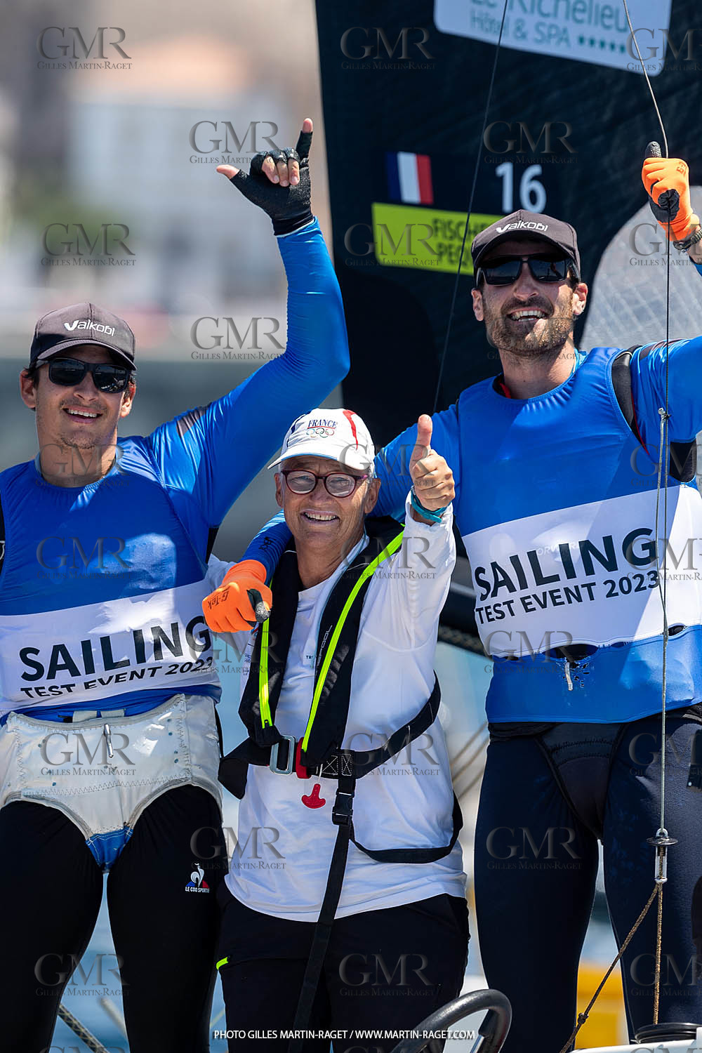 16 07 2023, Marseille, (FRA), Paris 2024 Olympic Games 2024 Sailing Test Event, Day 8, Medal race 49er Men