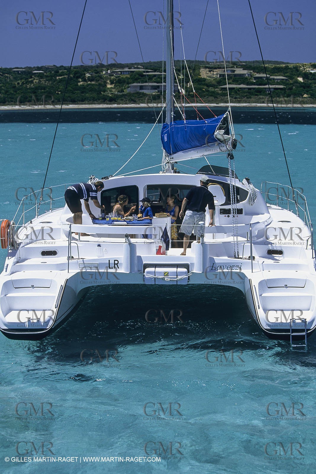 Sailing, cruising, multihull at the mooring