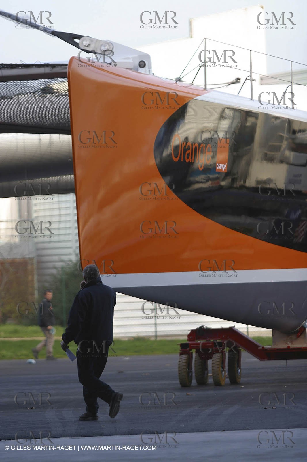 Vannes - Multiplast Boatyard - Orange II 1st going in the water