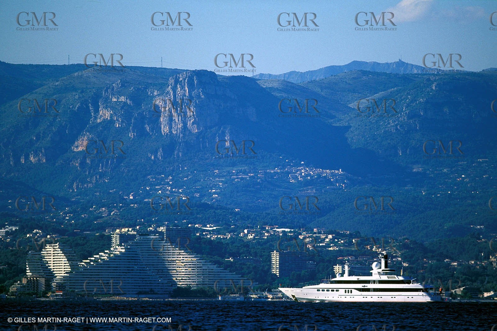 Nice - MegaYacht in front of a Marina - Angels Bay