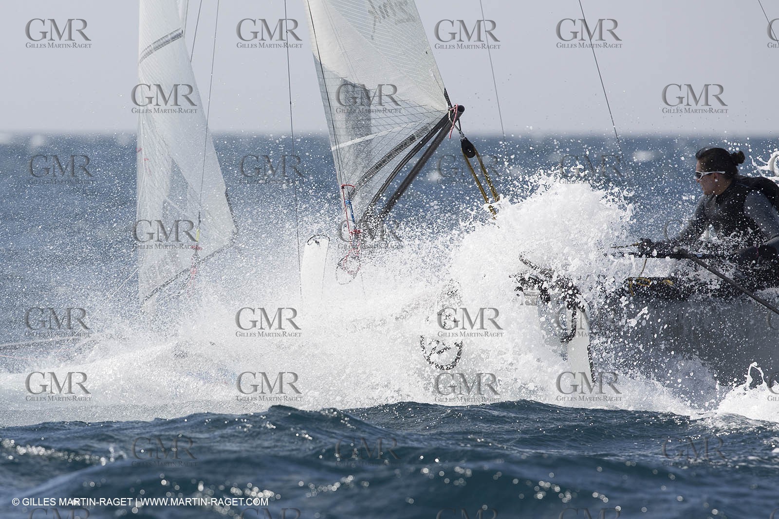 26 03 2013 - Marseille (FRA,13) - Ingrid Petitjean et Olivier backes training on their Nacra 17 in breezy conditions