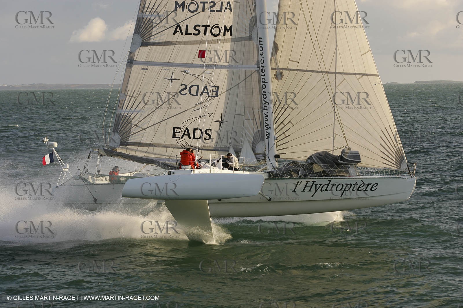 Essais Hydroptère, printemps 2005, Baie de Quiberon