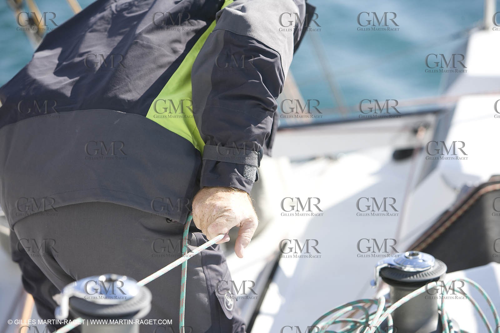 28 09 2007 - Marseille (FRA, 13) - Aigle Marine weather clothing showed in action by salors Marc Emig et Luce Molinier