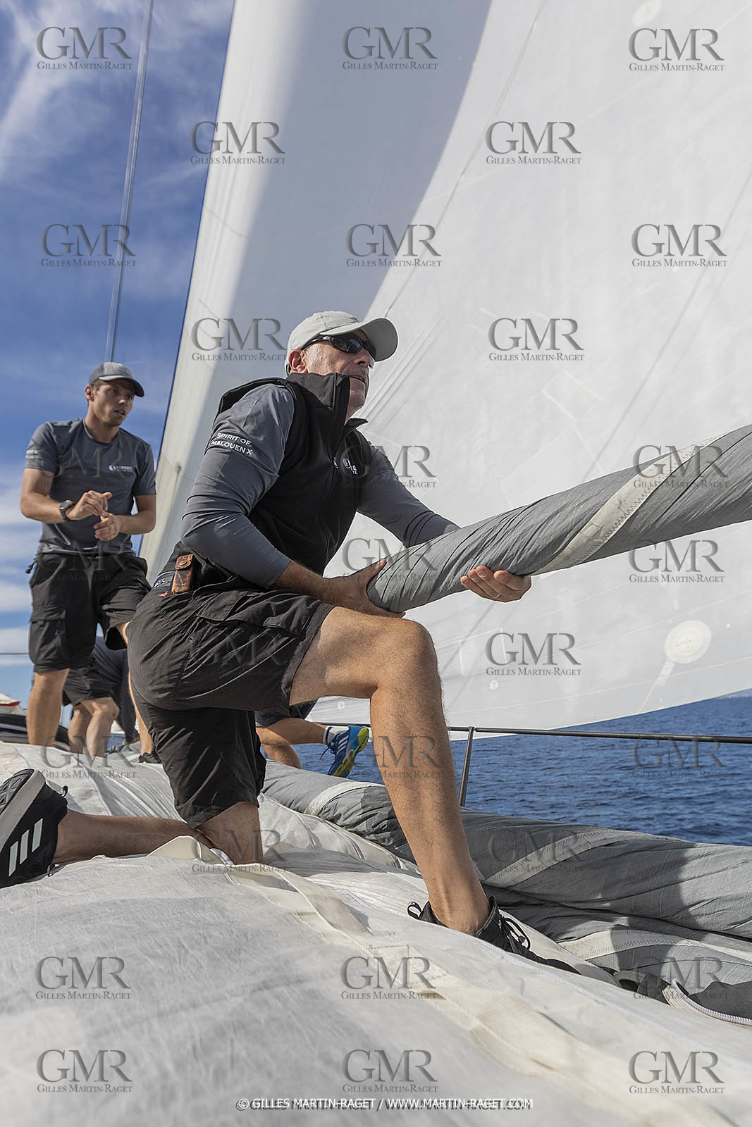 03 10 2022, Saint-Tropez (FRA,83), Voiles de Saint-Tropez 2022,  entraînement des maxis, A bord de Sipirit of Malouen X