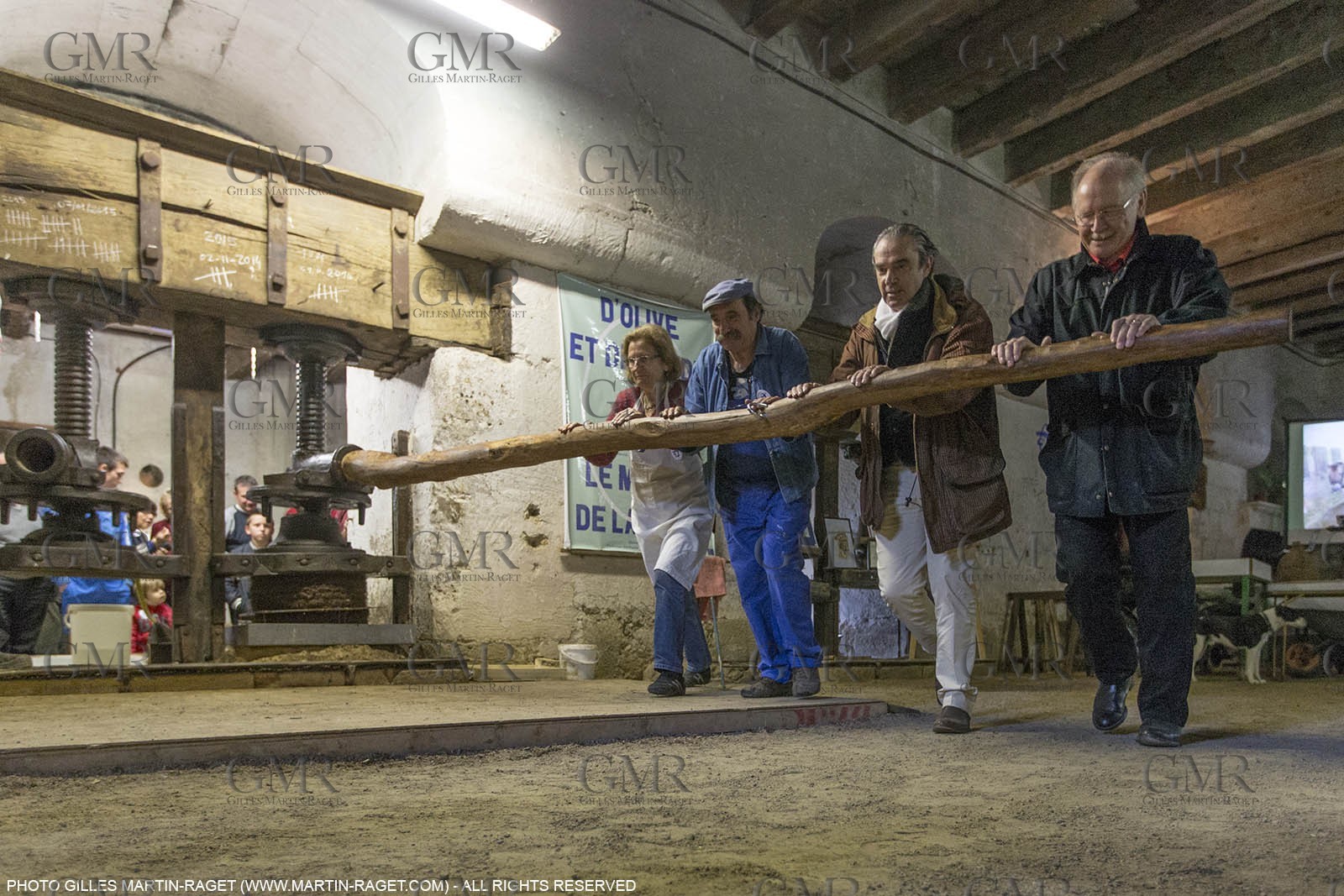 14 11 2015, Saint-Etienne du Grès (FRA,13), traditional making of olive oil at La Croix mill