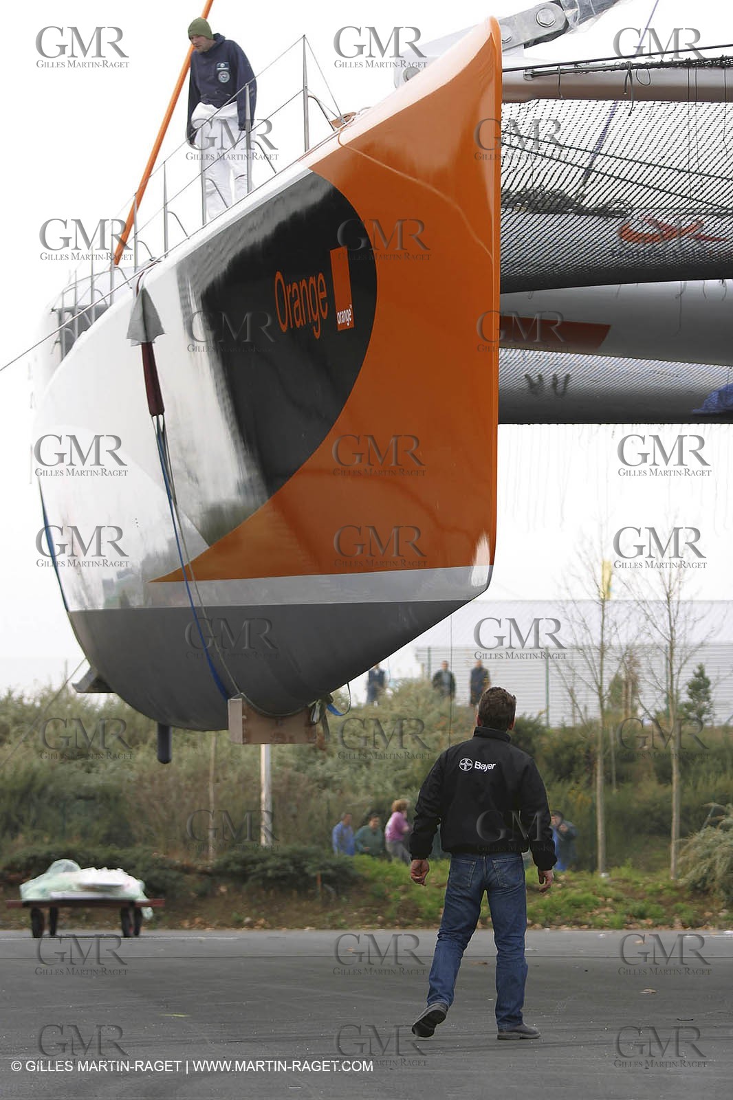 Vannes - Multiplast Boatyard - Orange II 1st going in the water
