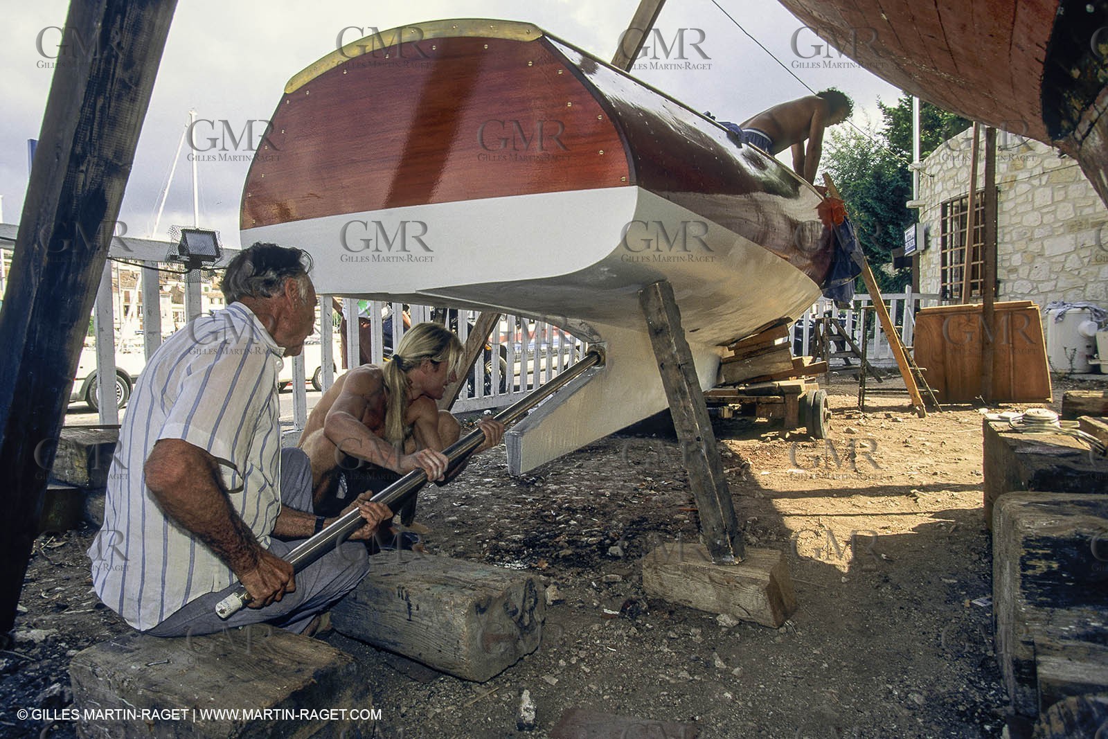 motor boats, claissc runabouts, cefit or Sagitta at Trapani boatyard (Cassis, FRA,13)
