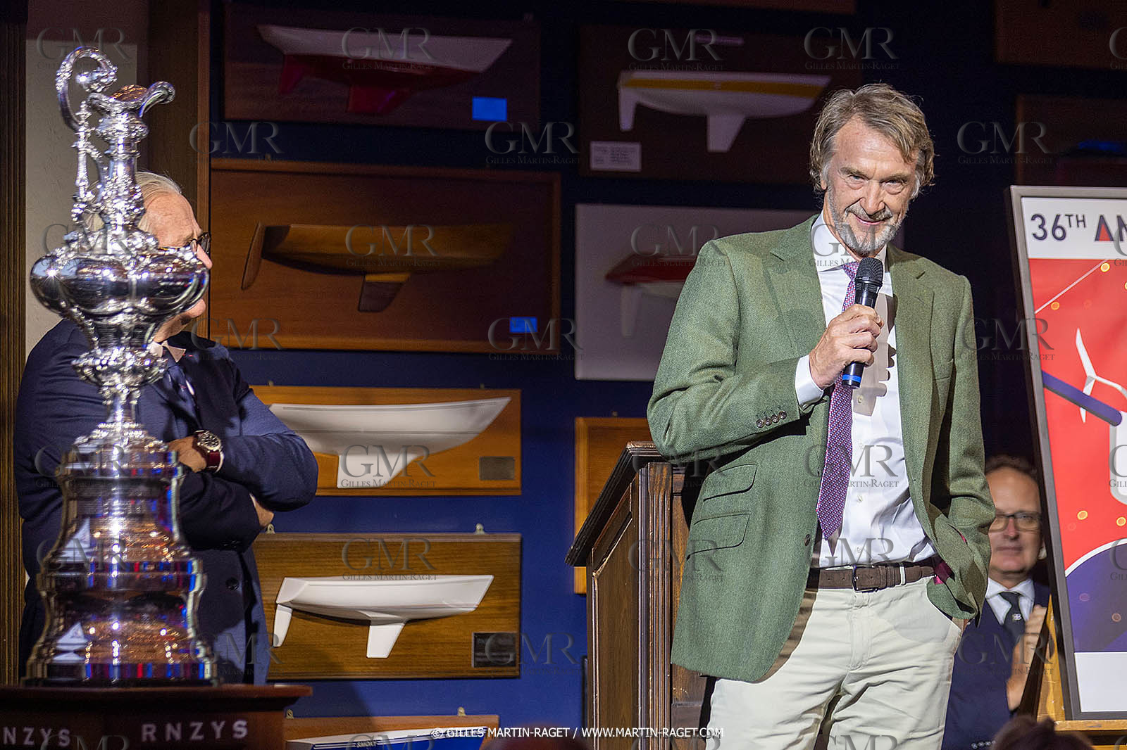 19 03 2021, Auckland (ZL), 36th America's Cup, America's Cup Hall of Fame, Peter J. Mongtgomery and Ed Baird induction at the Royal New Zealand Yacht Squadron, Sir Jim Ratcliff (Ineos founder & CEO)