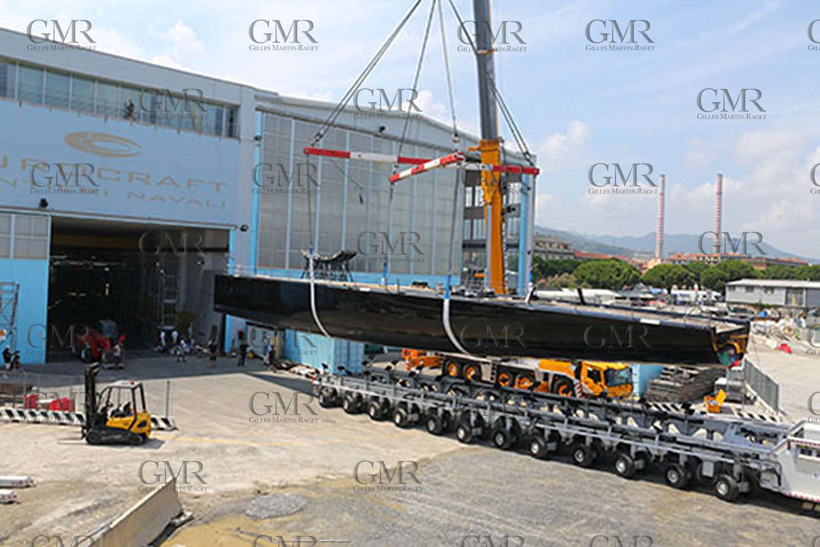 22 07 2017, Savona (ITA), Wally Cento Tango going out of the shed, Photo Gilles Martin-Raget