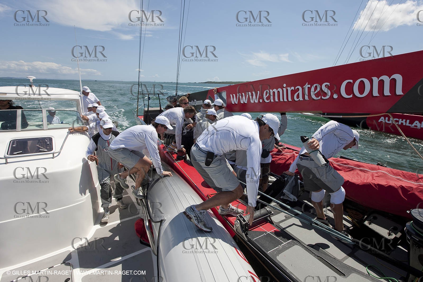23 01 2009 - Auckland (NZL) -  Louis Vuitton Pacific Series - BMW ORACLE Racing-Tuning up onboard Emirates Team New Zealand yacht