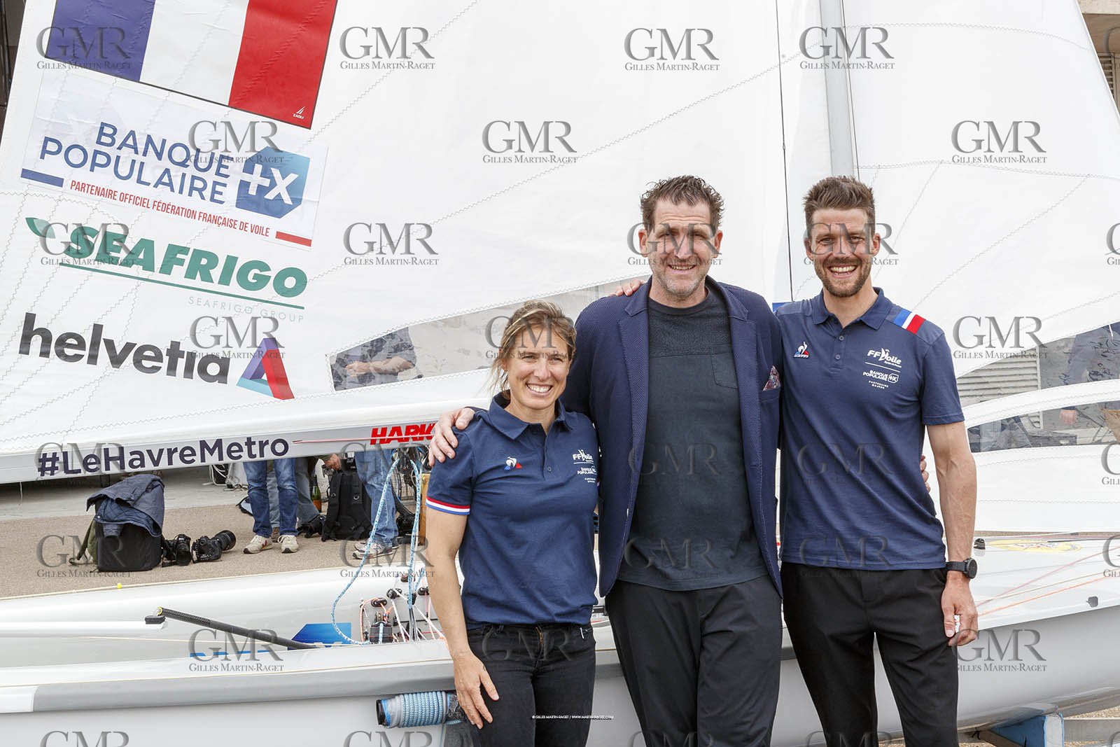 15 04 2024, Marseille (FRA), présentation des sélectionnés olympiques français en voile pour les Jeux Olympiques de Paris 2024. Camille Lecointre-Jeremie Mion
