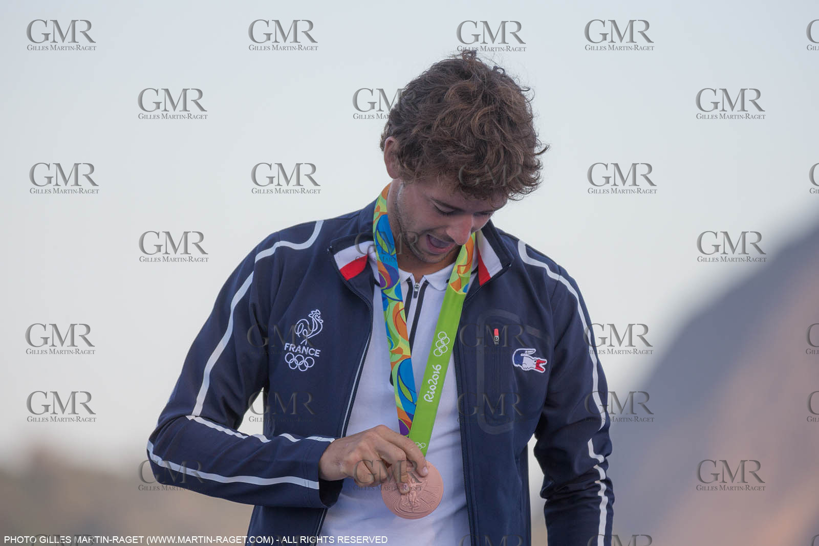14 08 2016, Rio de Janeiro (BRA), 2016 Olympic Games, Sailing, RSX Men medal ceremony, Pierre Le Coq (FRA) bronze medal