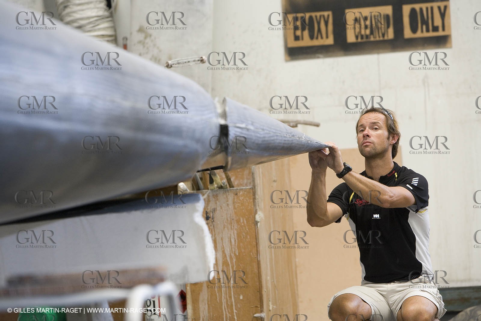Sydney, Australia, Thomas Coville trimaran Sodebo building at Boat Speed