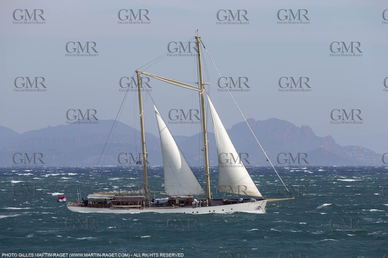 30 09 2015, Saint-Tropez (FRA,83), Voiles de Saint-Tropez, Day 3, Races cancelled, cruising yacht Chronos (55m, Roeder Tutzing design, Ark construction)