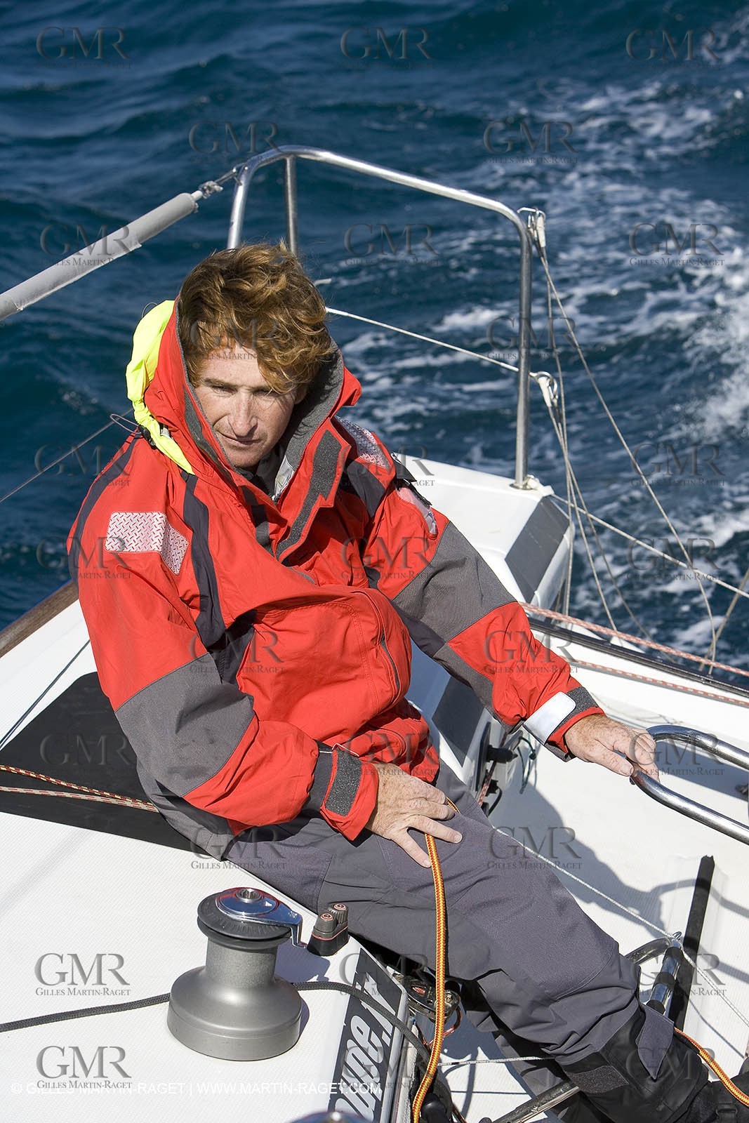 28 09 2007 - Marseille (FRA, 13) - Aigle Marine weather clothing showed in action by salors Marc Emig et Luce Molinier