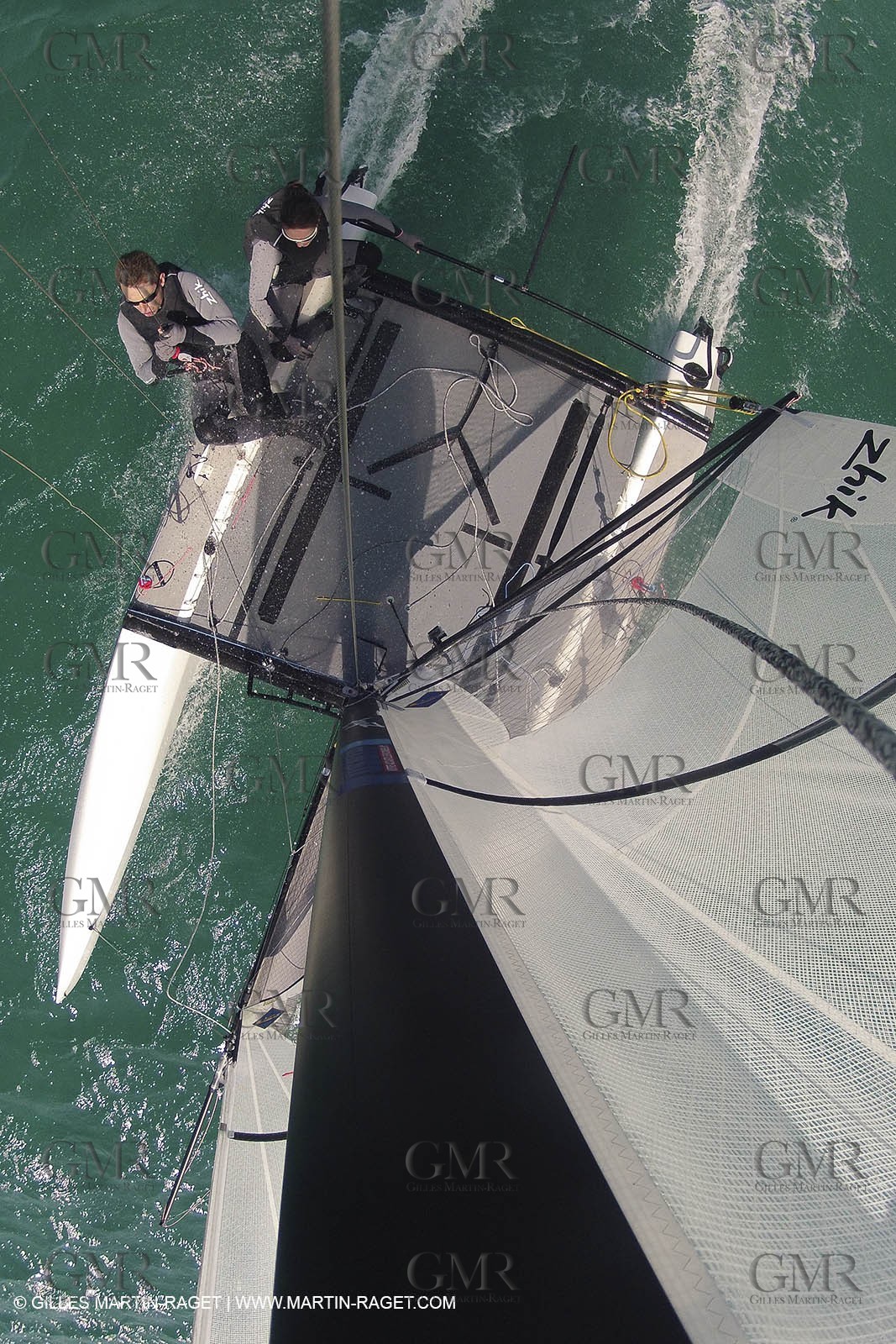 26 03 2013 - Marseille (FRA,13) - Ingrid Petitjean et Olivier backes training on their Nacra 17 in breezy conditions