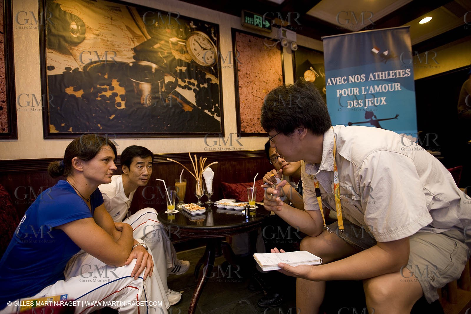 07 08 2008 - Qingdao (CHN) - Olympic games - Sailing - Opening of Club France at Grand Regency hotel and press conference with main press center in Beijing.