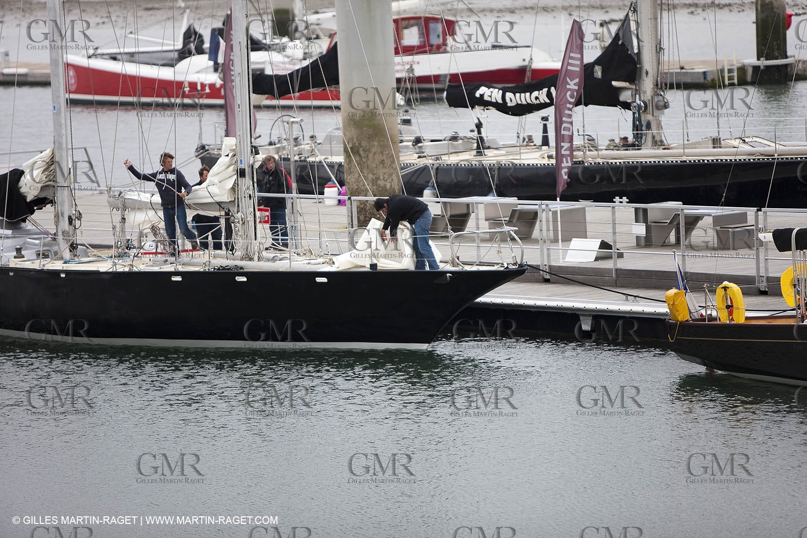 19 05 2010- Lorient- (FRA,56)  the five Pen Duick and l'Hydroptere in front of the Cité de la Voile Eric Tabarly