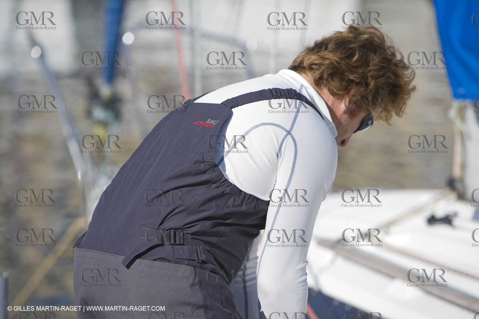 28 09 2007 - Marseille (FRA, 13) - Aigle Marine weather clothing showed in action by salors Marc Emig et Luce Molinier