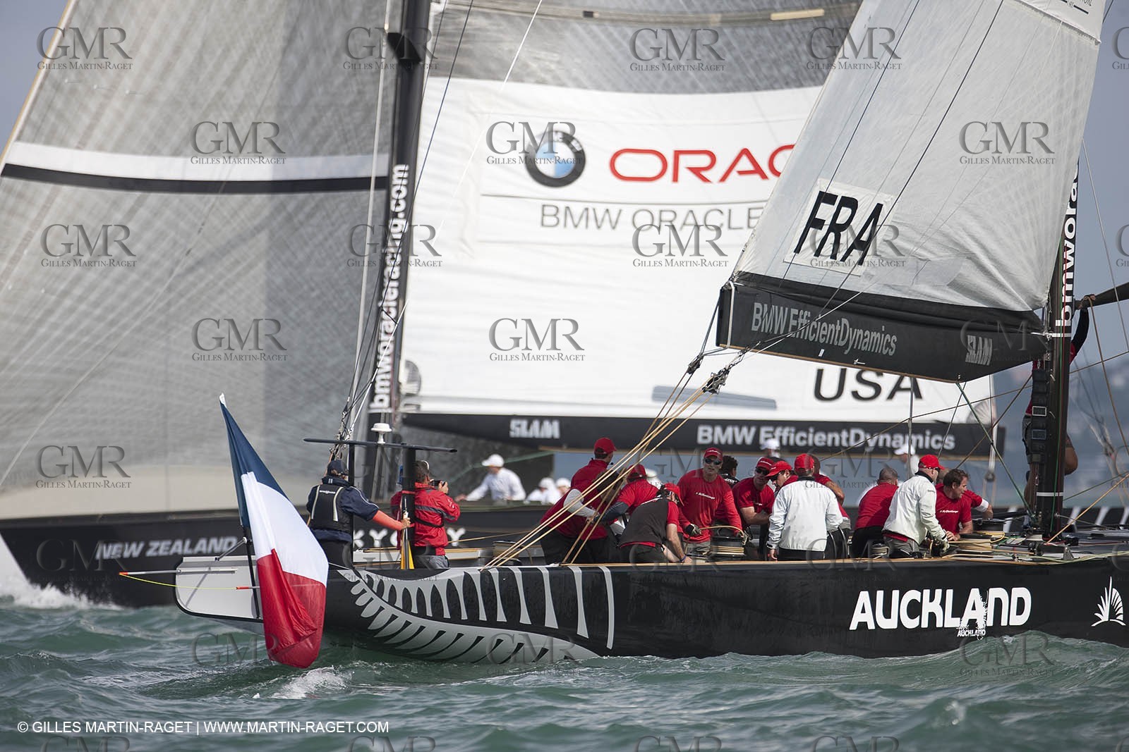 01 02 2009 - Auckland (NZL) -  Louis Vuitton Pacific Series -  Racing Day 4 - Round Robin 2 - BMW ORACLE RAcing Vs Pataugas by K-Challenge